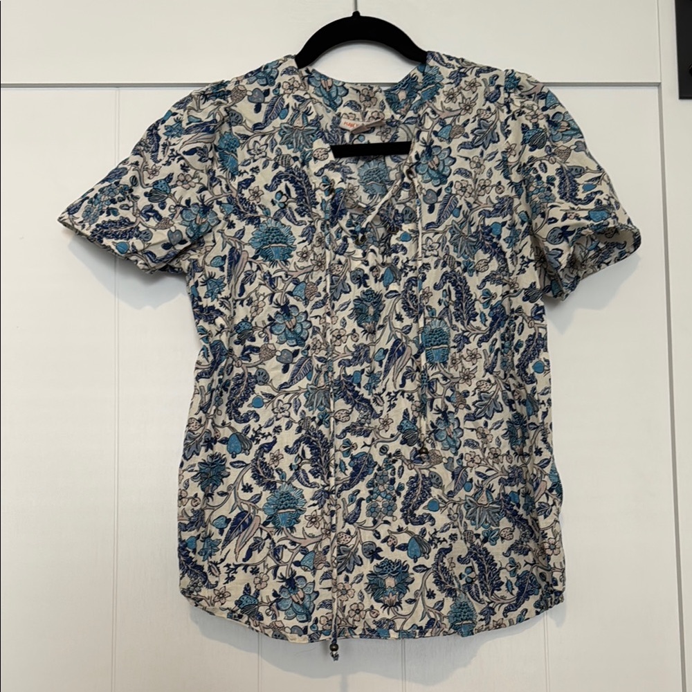 Knox Rose Blue and White Floral Top